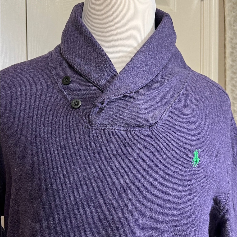 Vintage Polo Ralph Lauren Purple Shawl Collar Sweater Sz L
